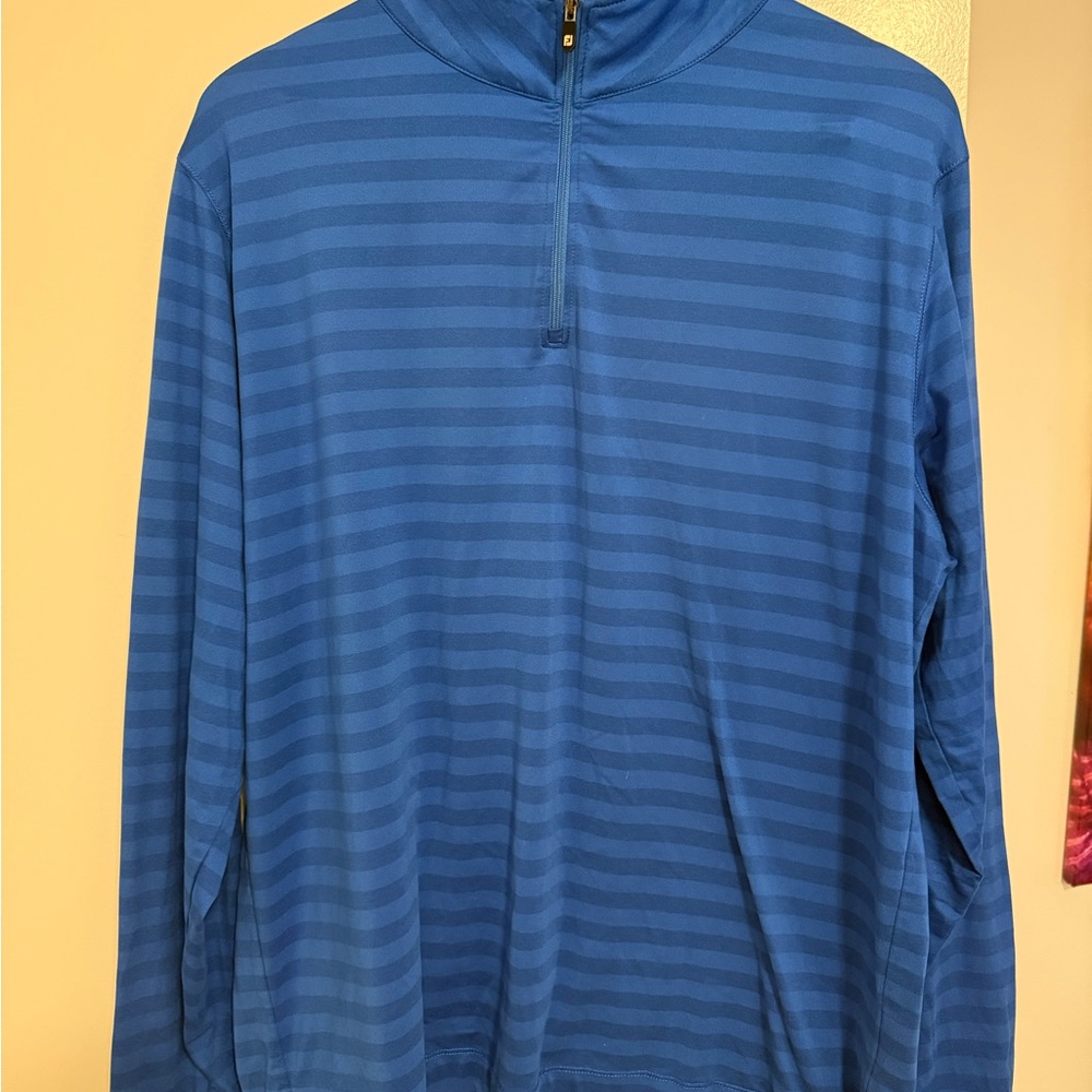 FootJoy Blue Striped Zip Up Sweater